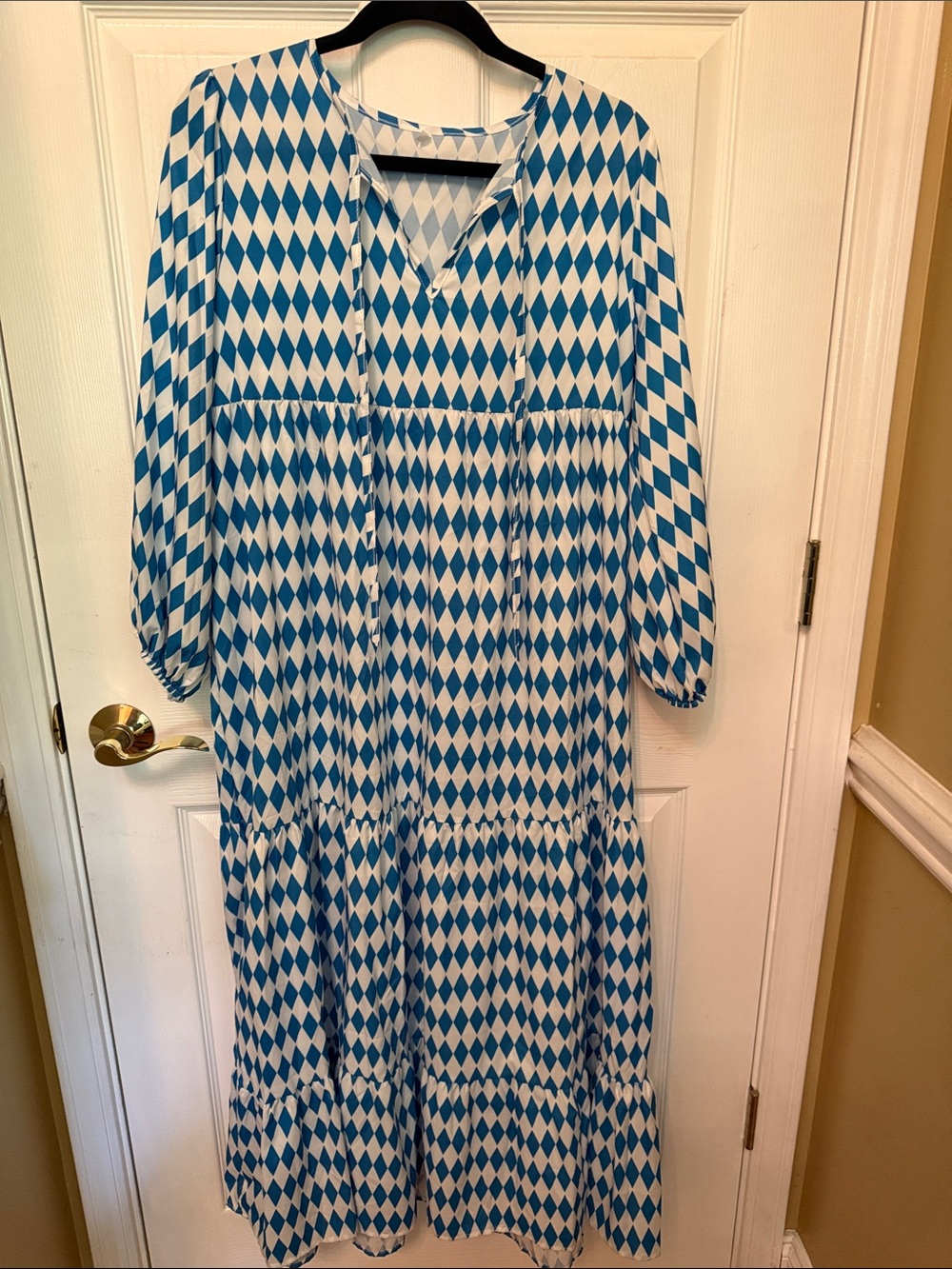 Blue and White Diamond Print Women’s Dress - Brand new! Never worn!